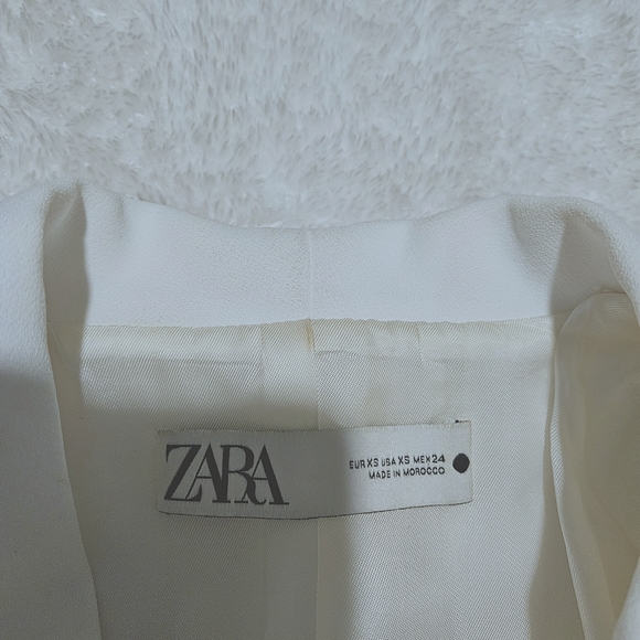 ZARA White Blazer Size XS Tailored Minimalist Formal Office Monochrome Neutral - Picture 11 of 11
